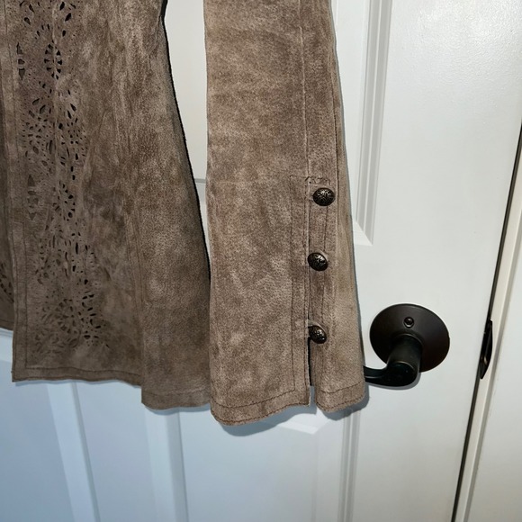 Willi Smith Brown Leather Cut Out Single Button Boho Indie Jacket Small‎ - Picture 7 of 8
